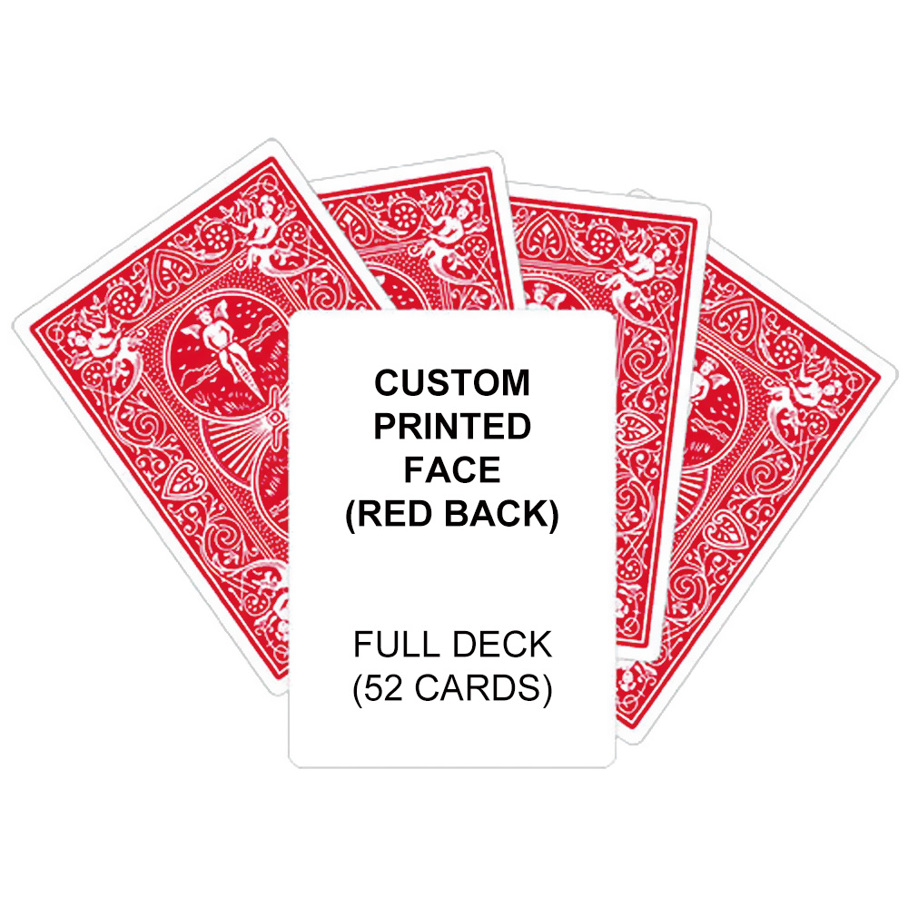 Custom Printed Cards Face (Red Back Bicycle) Full Deck (52 Cards